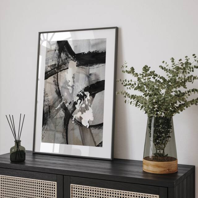 Philippines Map - Black & Grey Abstract Painting Of Wall Art Print Traval Poster - image 1