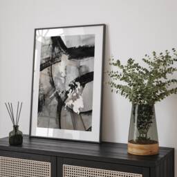 Philippines Map - Black & Grey Abstract Painting Of Wall Art Print Traval Poster - thumbnail 1