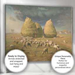 Rural Haystacks Grazing Sheep Pastoral Landscape Canvas Wall Art Print Decor Picture Ready To Hang - thumbnail 3