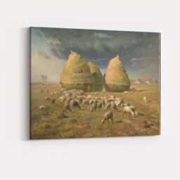 Rural Haystacks Grazing Sheep Pastoral Landscape Canvas Wall Art Print Decor Picture Ready To Hang - thumbnail 4