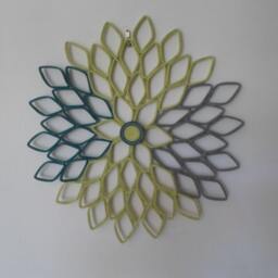 Teal & Lime Green Dahlia Wall Art Geometric Paper Flower Decor - thumbnail 4