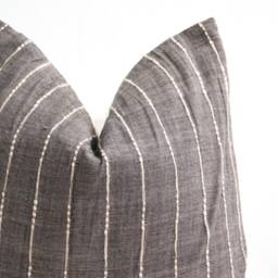 Grey Brown Neutral Striped Woven Pillow Cover - thumbnail 3