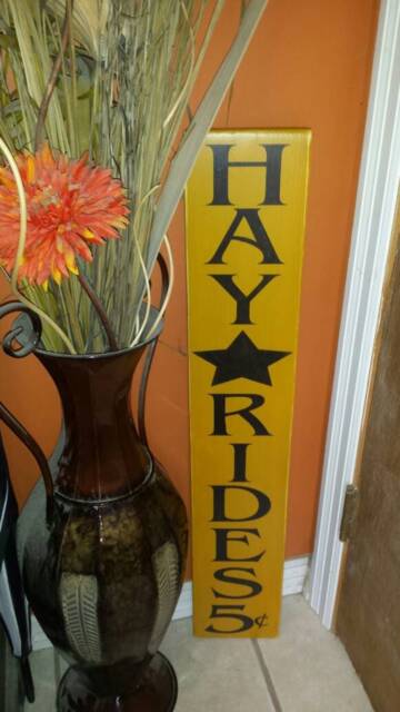 Hayride Distressed Wood Sign Rustic Fall Entryway Large Porch Farmhouse Decor Wall Hanging Autumn Decoration Primitive Star - image 1