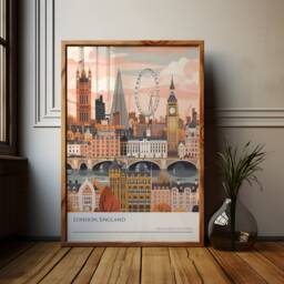 London Skyline Art Print UK Travel Souvenir - thumbnail 1