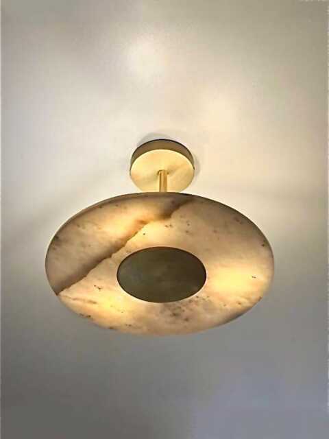 Mid Century Alabaster Brass Pendant Light - Rambla Ceiling Light & Stone Fixture Luxury Ceiling Lamp - image 1