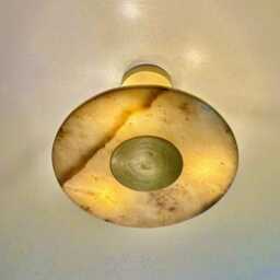 Mid Century Alabaster Brass Pendant Light - Rambla Ceiling Light & Stone Fixture Luxury Ceiling Lamp - thumbnail 3