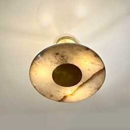 Mid Century Alabaster Brass Pendant Light - Rambla Ceiling Light & Stone Fixture Luxury Ceiling Lamp - thumbnail 2