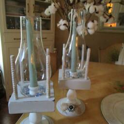 Nordic/Beachy Candle Holders, 1970's Wooden Candleholders, Ooak Holder - thumbnail 2
