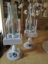 Nordic/Beachy Candle Holders, 1970's Wooden Candleholders, Ooak Holder