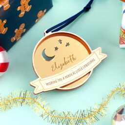 Personalised Moon & Stars Christmas Decoration, Granddaughter 1St Gift, Grandson Ornament, Special Son Daughter