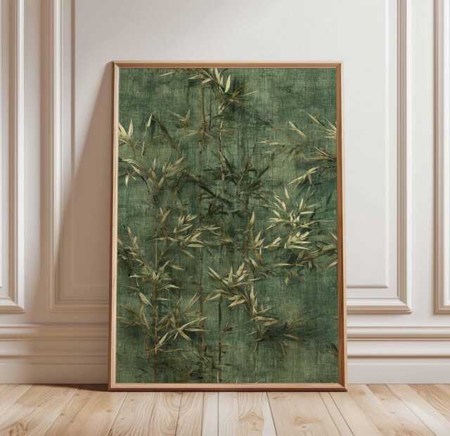 Bamboo Wall Art Print, Japanese Botanical Poster, Zen Nature Greenery Decor, Elegant Minimalist Leaves Artwork - image 1