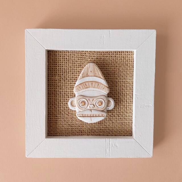Handmade Clay Monkey Mask Wall Art - Tribal Decor - image 1