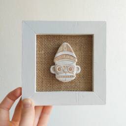 Handmade Clay Monkey Mask Wall Art - Tribal Decor - thumbnail 2