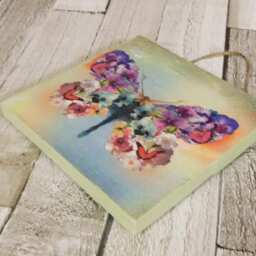 Decoupage Flower Butterfly Wooden Plaque - Reclaimed Timber Wall Decor - thumbnail 3