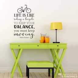 Einstein Quote Bicycle Vinyl Wall Decal Inspirational Home Decor - thumbnail 1