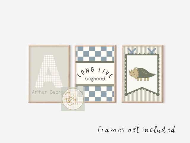 Set Of 3 Personalised Dinosaur Prints, Perfect For A Bedroom, Playroom Or Nursery - Unframed - image 1