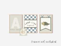 Set Of 3 Personalised Dinosaur Prints, Perfect For A Bedroom, Playroom Or Nursery - Unframed - thumbnail 1