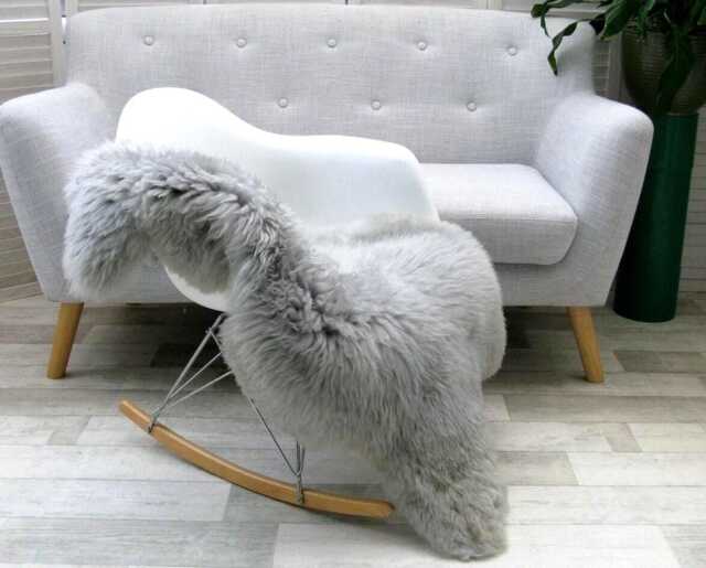 Grey Dyed British Sheepskin Rug Luxury Chair/Sofa Cover - image 1
