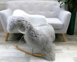 Grey Dyed British Sheepskin Rug Luxury Chair/Sofa Cover - thumbnail 1