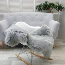 Grey Dyed British Sheepskin Rug Luxury Chair/Sofa Cover - thumbnail 2