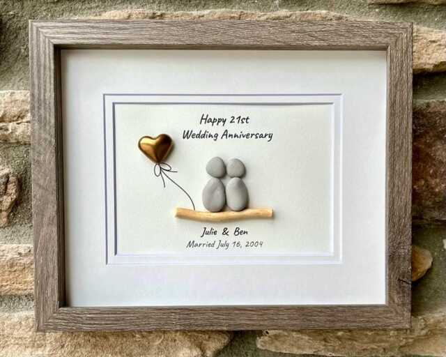 21st Anniversary Gift - Personalized Nickel/Brass Wedding Piece Sea Glass - image 1