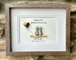 21st Anniversary Gift - Personalized Nickel/Brass Wedding Piece Sea Glass - thumbnail 1