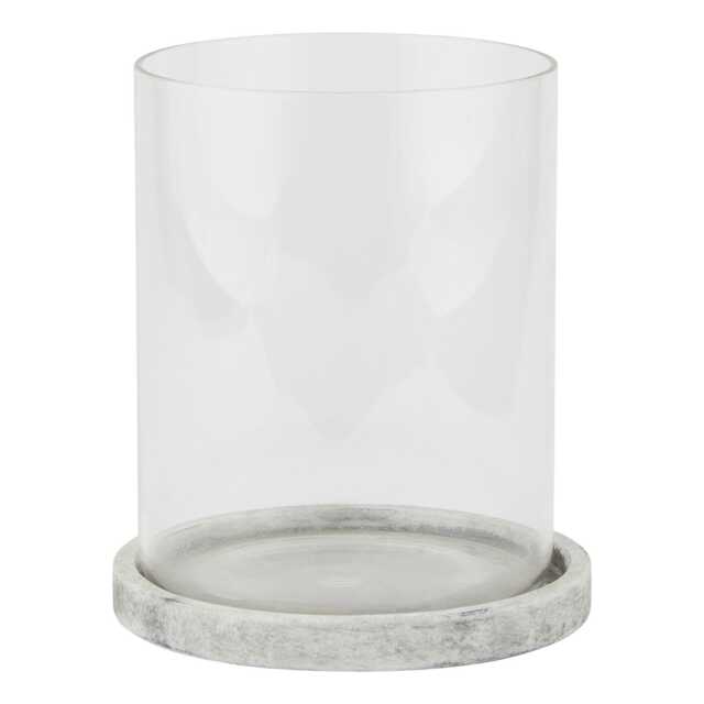 Glass Hurricane Candle Holder Stone Effect Base, Modern Minimalist Style - image 1