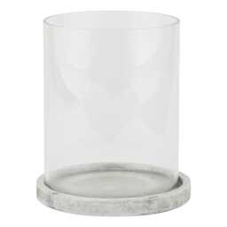 Glass Hurricane Candle Holder Stone Effect Base, Modern Minimalist Style