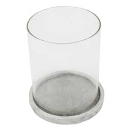Glass Hurricane Candle Holder Stone Effect Base, Modern Minimalist Style - thumbnail 2