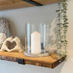 Glass Hurricane Candle Holder Stone Effect Base, Modern Minimalist Style - thumbnail 3