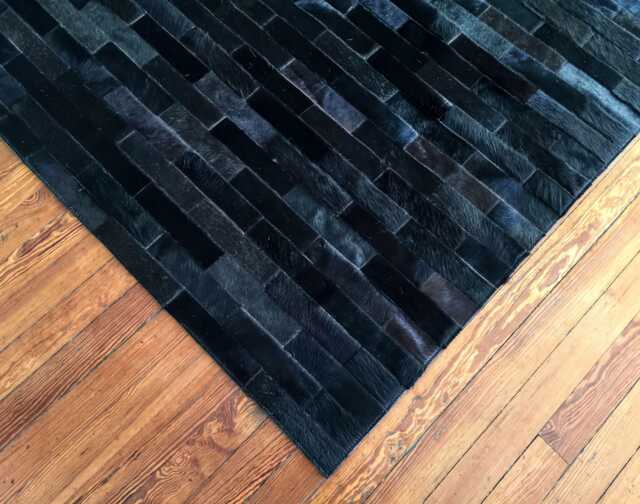"Patchwork Cowhide Rug Black Leather " - image 1