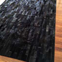 "Patchwork Cowhide Rug Black Leather " - thumbnail 3
