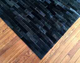 "Patchwork Cowhide Rug Black Leather " - thumbnail 1