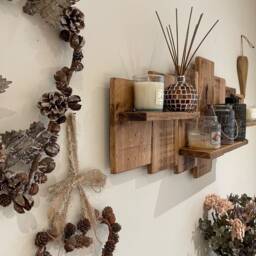 Rustic Wooden Pallet Wall Shelf, Art, Farmhouse Style Shelving Unit Made From 100% Recycled Wood. Indoor Or Outdoor - thumbnail 3