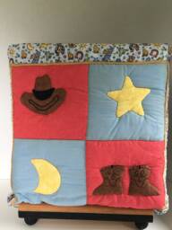 Western Themed Quillow, Cowboys & Cowgirls Child's Lap Quilt, Quilt That Folds Into A Pillow