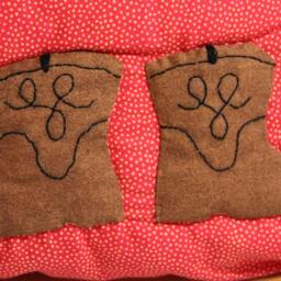 Western Themed Quillow, Cowboys & Cowgirls Child's Lap Quilt, Quilt That Folds Into A Pillow - thumbnail 3