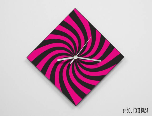 Fuxia Retro Optical Illusion Wall Clock - image 1