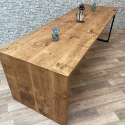 Industrial Waterfall Straight Edge Dining Table - thumbnail 4