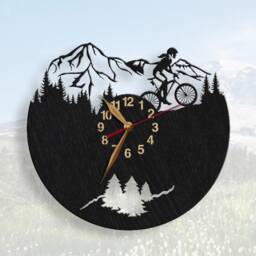 Mountain Biker Gifts, Wall Clock 12 Or 18 Inch, Non-Ticking Wooden Large Decor - thumbnail 2