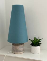 Teal Blue Textured 100% Linen Extra Tall Tapered Cone Lampshade - thumbnail 1