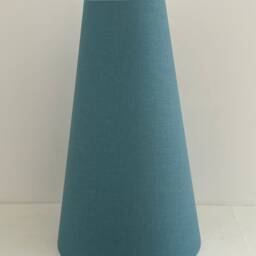 Teal Blue Textured 100% Linen Extra Tall Tapered Cone Lampshade - thumbnail 2