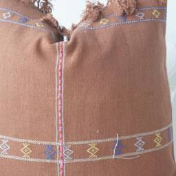 Brown Tribal Hemp Hand Woven Natural Dye Color Hmong Lumbar Pillow Cover - thumbnail 2