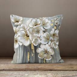 Grey Flower Cushion Cover-Decorative Pillow Case-Butterfly Case-Grey Cover-Gift For Her Cushion-Handmade Material - thumbnail 3