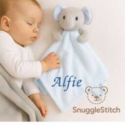 Personalised Baby Elephant Comforter - Custom Name Snuggle Blanket Soft Embroidered Security Toy New Gift Shower Present - thumbnail 3