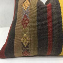 Vintage Kilim Pillow Cover, Handwoven Ethnic Rug, Bohemian Decor - 16x16 - thumbnail 3