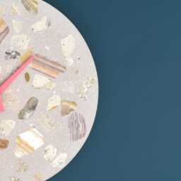 Terrazzo Wall Clock - Handmade Concrete Wooden Hands Unique Home Decor - thumbnail 3