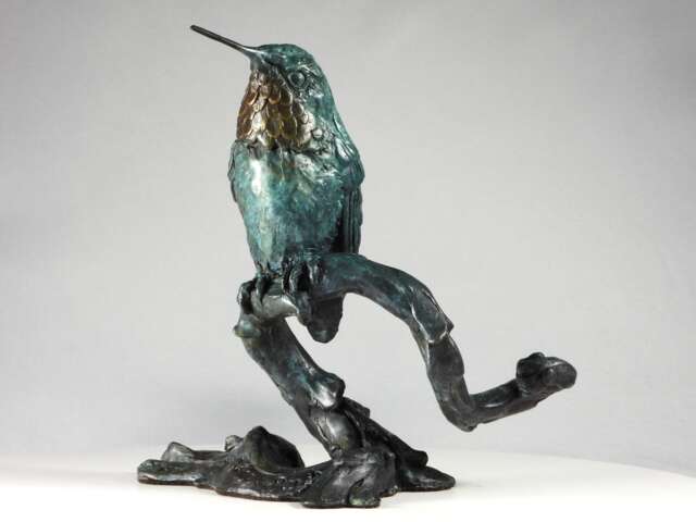 Bronze Rufous Hummingbird Sculpture Original Bird Art Decor By Kindrie Grove - image 1