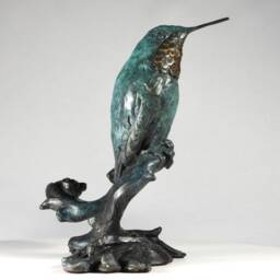 Bronze Rufous Hummingbird Sculpture Original Bird Art Decor By Kindrie Grove - thumbnail 3