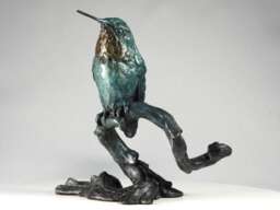 Bronze Rufous Hummingbird Sculpture Original Bird Art Decor By Kindrie Grove - thumbnail 1
