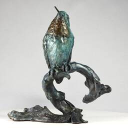 Bronze Rufous Hummingbird Sculpture Original Bird Art Decor By Kindrie Grove - thumbnail 2